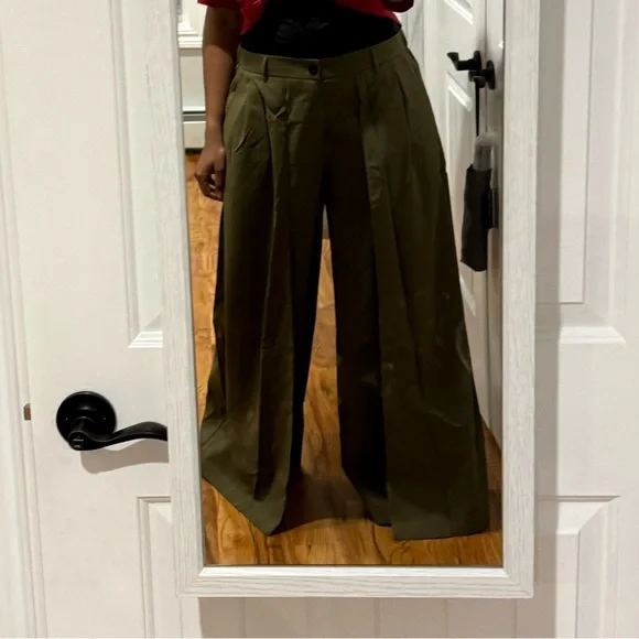 Gray Wide Leg Pants with Pleated Front - Picture 13 of 15